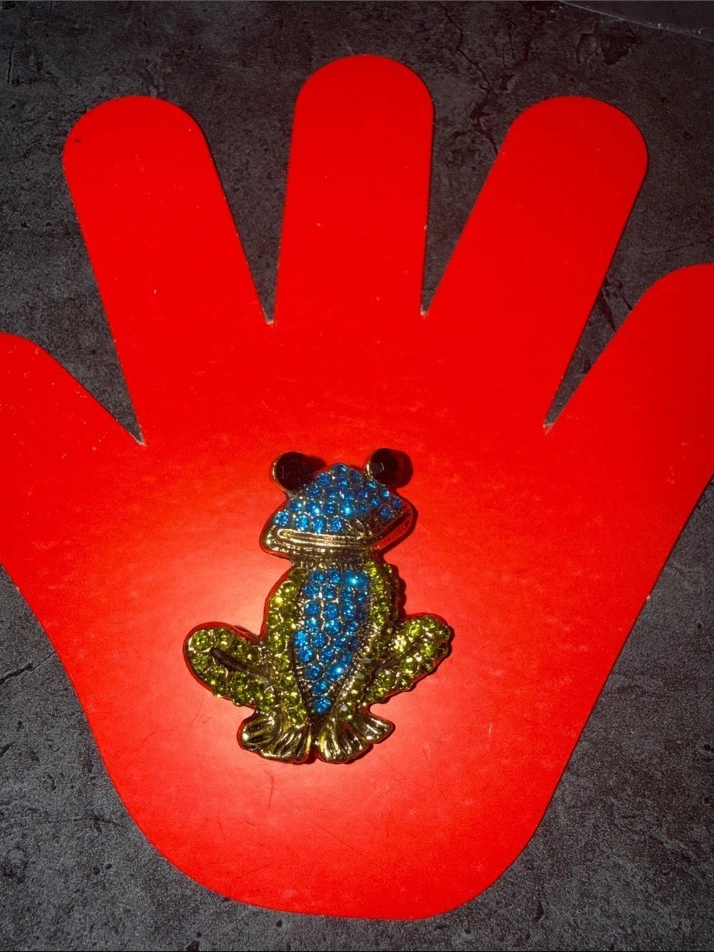 Frog Brooch in Blue & Gold